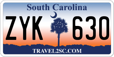 SC license plate ZYK630