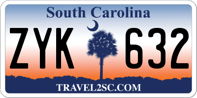 SC license plate ZYK632