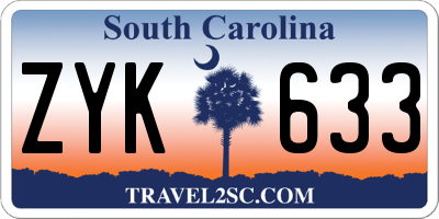 SC license plate ZYK633