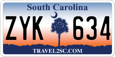 SC license plate ZYK634