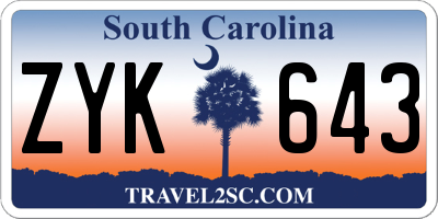 SC license plate ZYK643
