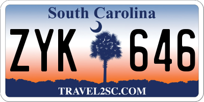 SC license plate ZYK646