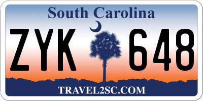 SC license plate ZYK648