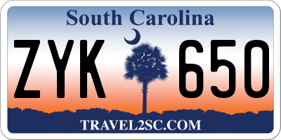 SC license plate ZYK650