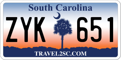 SC license plate ZYK651