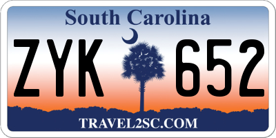 SC license plate ZYK652