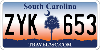 SC license plate ZYK653