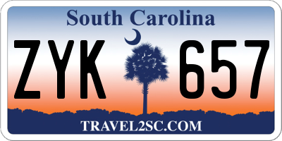 SC license plate ZYK657