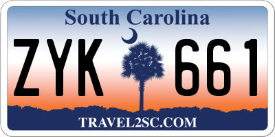 SC license plate ZYK661