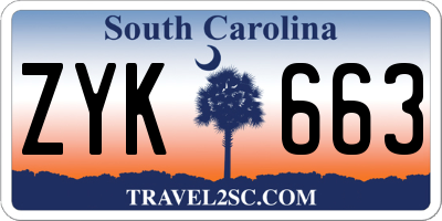 SC license plate ZYK663