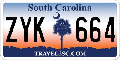 SC license plate ZYK664