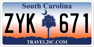 SC license plate ZYK671