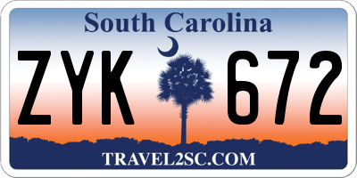 SC license plate ZYK672