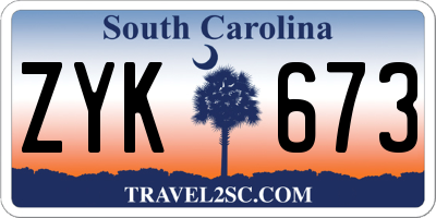 SC license plate ZYK673