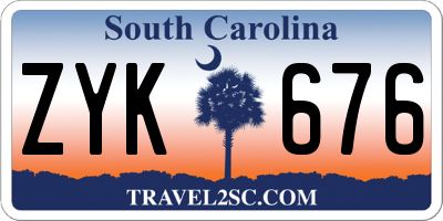 SC license plate ZYK676