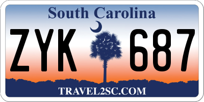 SC license plate ZYK687