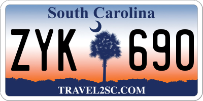 SC license plate ZYK690