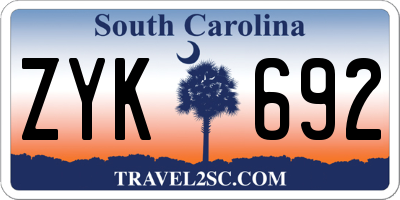 SC license plate ZYK692