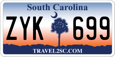 SC license plate ZYK699