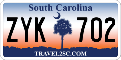 SC license plate ZYK702