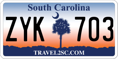 SC license plate ZYK703