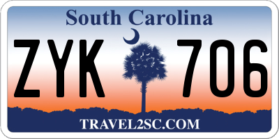 SC license plate ZYK706