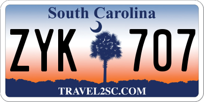 SC license plate ZYK707