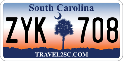 SC license plate ZYK708