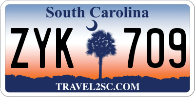 SC license plate ZYK709