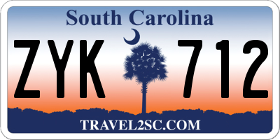 SC license plate ZYK712