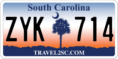 SC license plate ZYK714