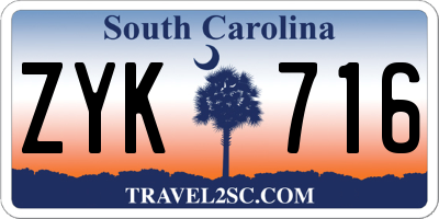 SC license plate ZYK716