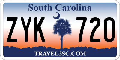 SC license plate ZYK720