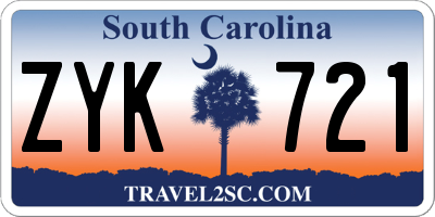 SC license plate ZYK721