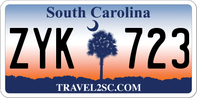 SC license plate ZYK723