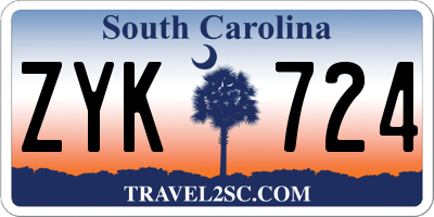 SC license plate ZYK724