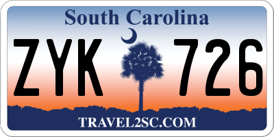 SC license plate ZYK726