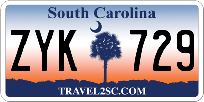 SC license plate ZYK729