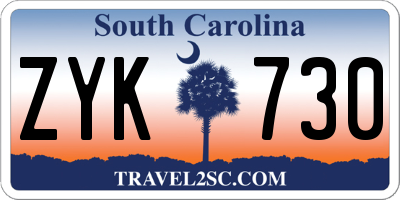 SC license plate ZYK730