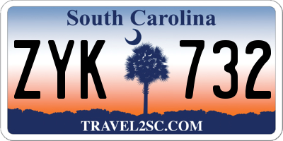 SC license plate ZYK732