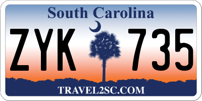 SC license plate ZYK735