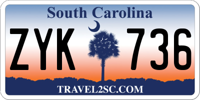 SC license plate ZYK736