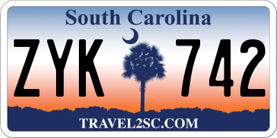 SC license plate ZYK742