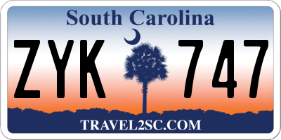 SC license plate ZYK747