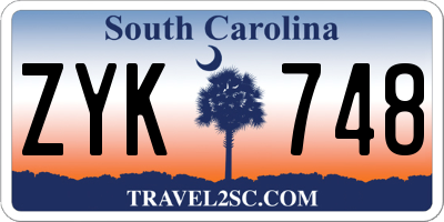 SC license plate ZYK748
