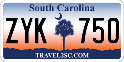 SC license plate ZYK750