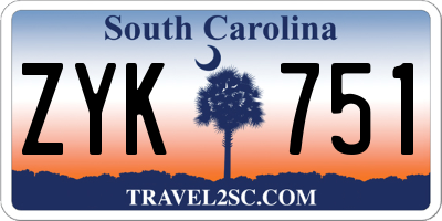 SC license plate ZYK751