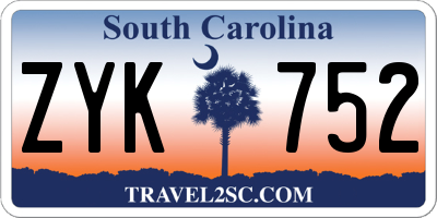 SC license plate ZYK752