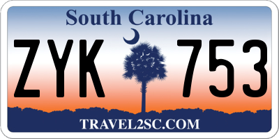 SC license plate ZYK753