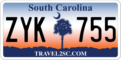 SC license plate ZYK755